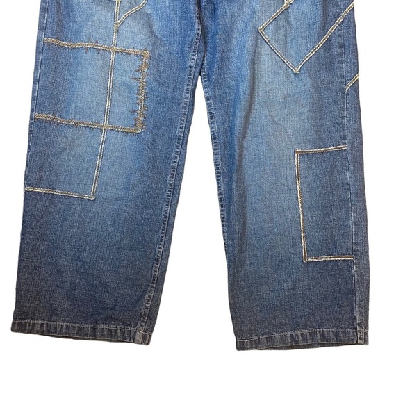 Vintage Y2K  Paco‎ Elite Jeans Patchwork Stitching Baggy Fit Wide Leg 36x31 - Picture 5 of 16